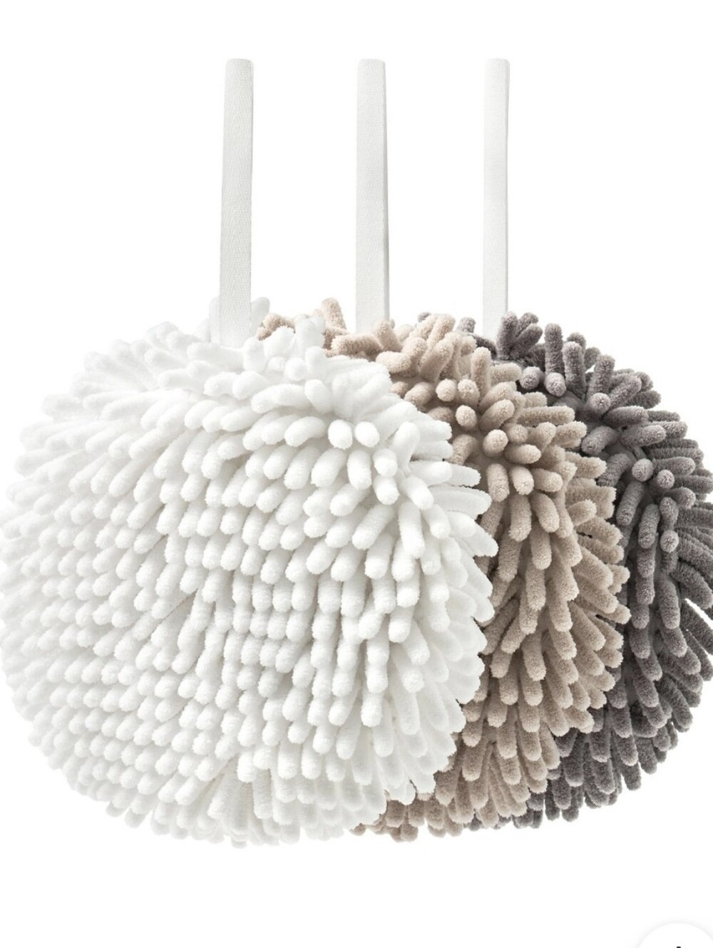 3-Pack Multipurpose Microfiber Plush Chenille Bath Scrubber White Beige Gray